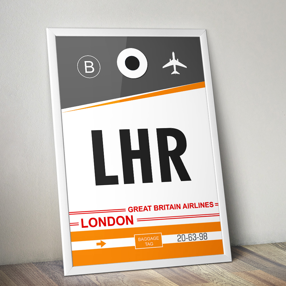Alternative view of PERSONALISED FLIGHT LUGGAGE TAG TRAVEL POSTER LHR