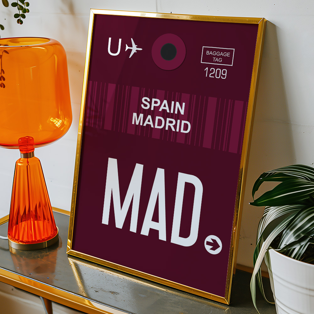 PERSONALISED FLIGHT LUGGAGE TAG TRAVEL POSTER MAD