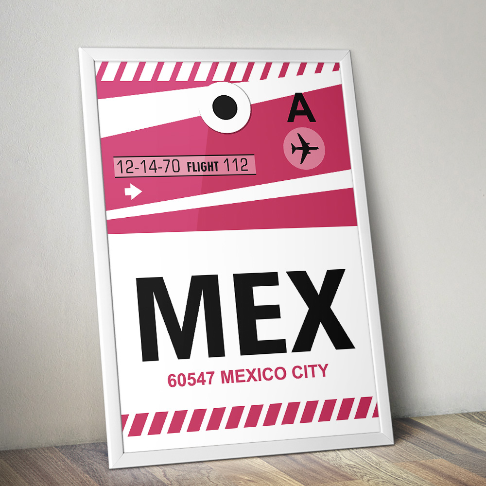 Alternative view of PERSONALISED FLIGHT LUGGAGE TAG TRAVEL POSTER MEX