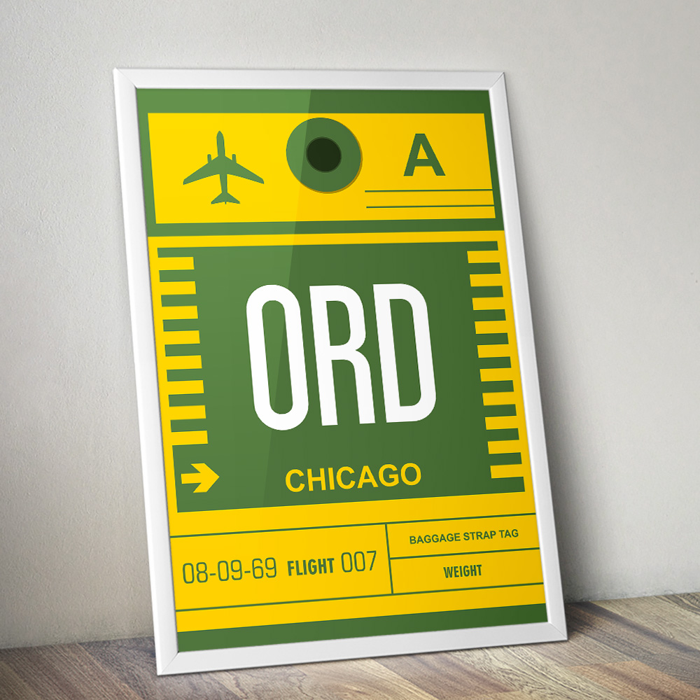 Alternative view of PERSONALISED FLIGHT LUGGAGE TAG TRAVEL POSTER ORD