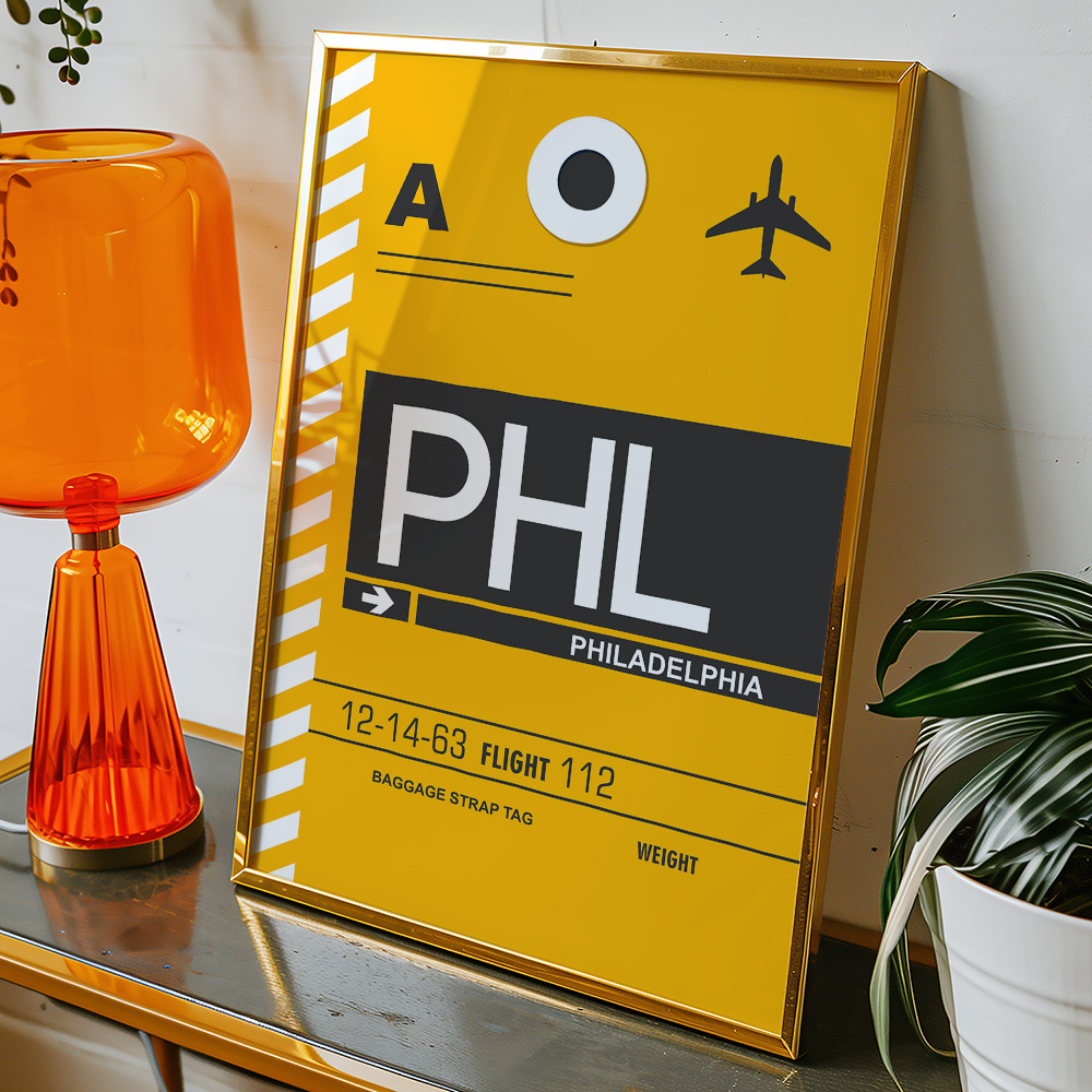 PERSONALISED FLIGHT LUGGAGE TAG TRAVEL POSTER PHL