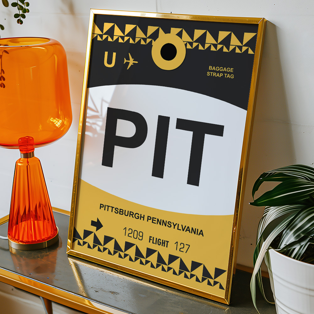 PERSONALISED FLIGHT LUGGAGE TAG TRAVEL POSTER PIT