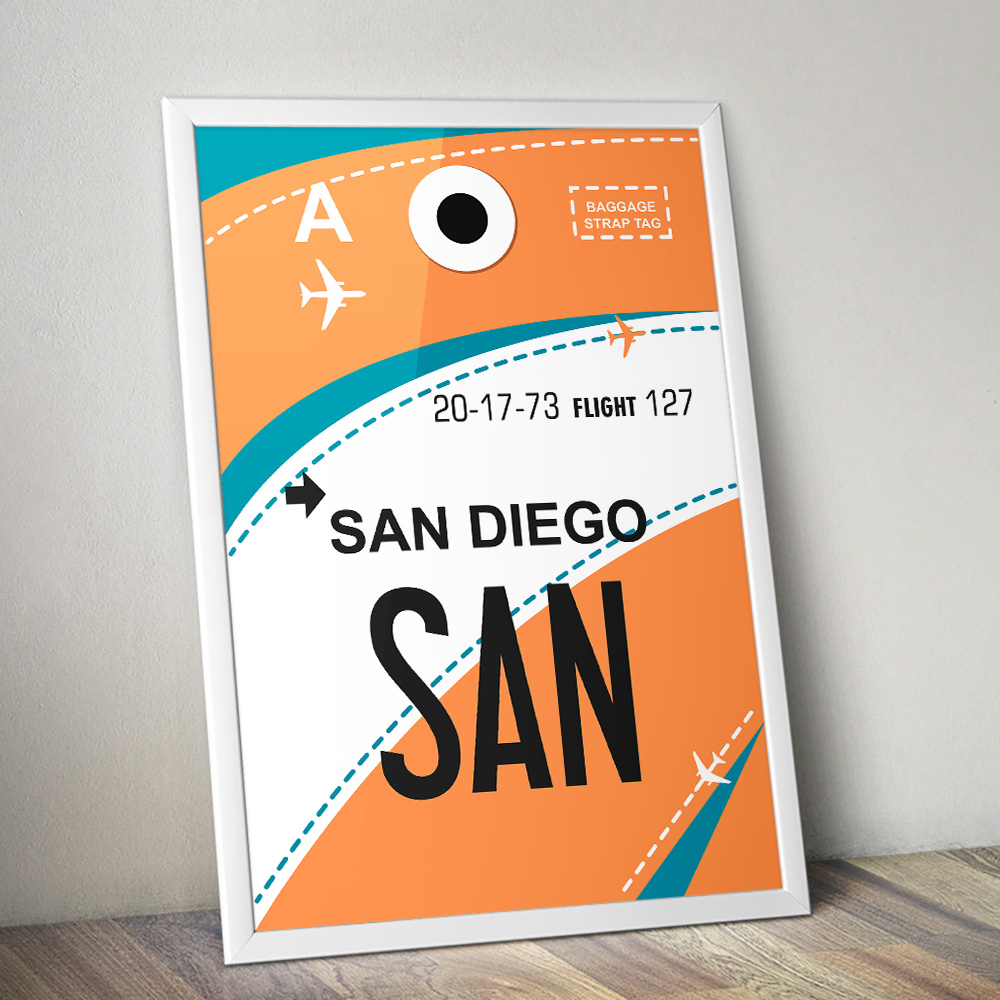 Alternative view of PERSONALISED FLIGHT LUGGAGE TAG TRAVEL POSTER SAN