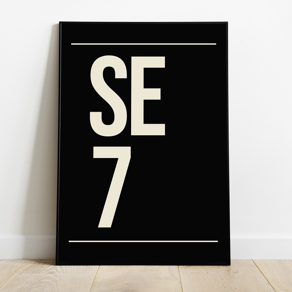 Alternative view of PERSONALISED POSTCODE BLACK CREAM POSTER