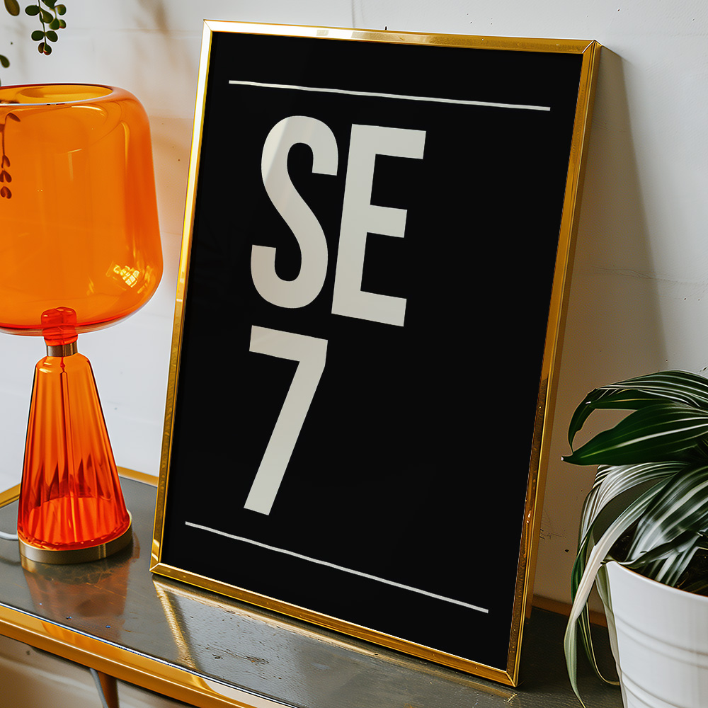 PERSONALISED POSTCODE BLACK CREAM POSTER