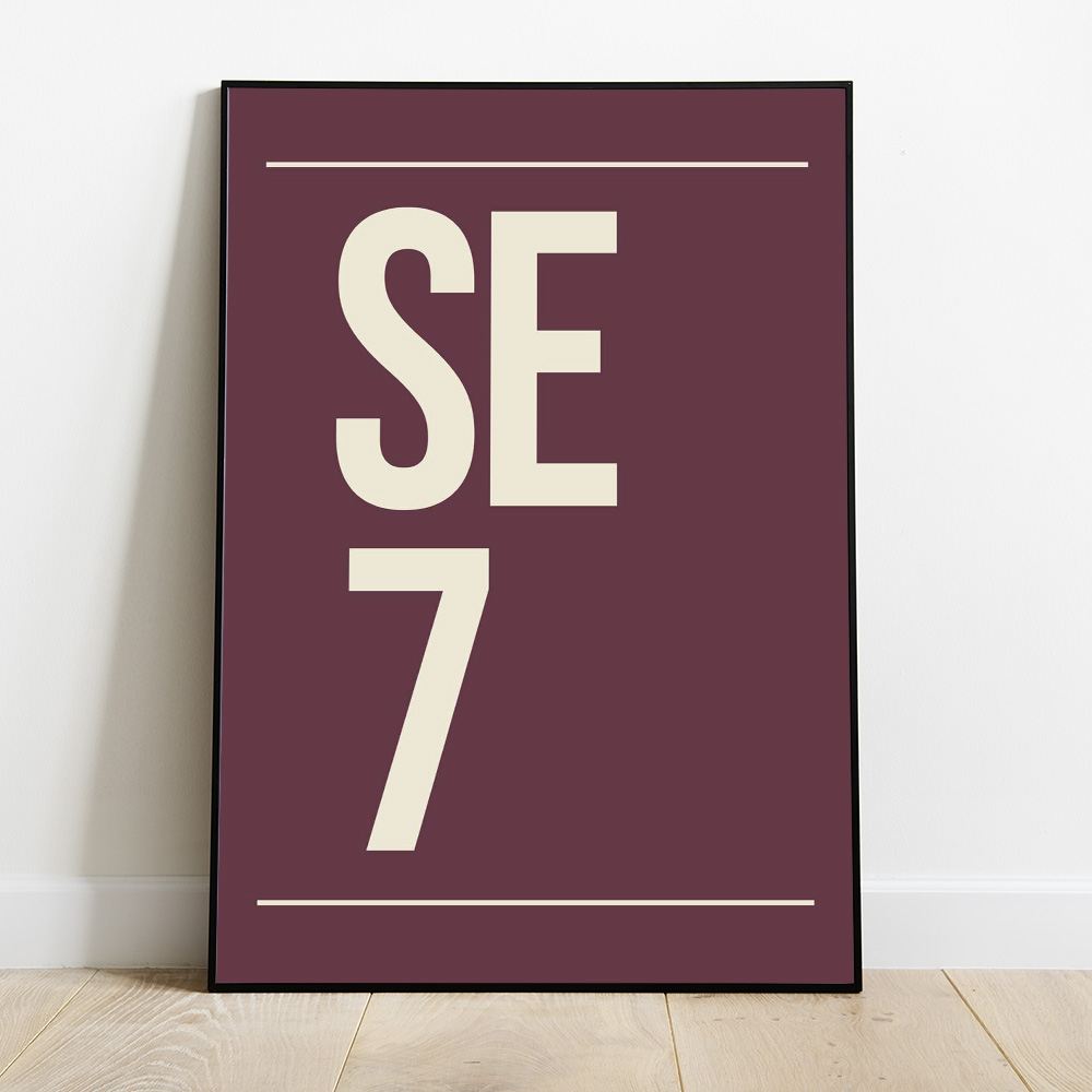Alternative view of PERSONALISED POSTCODE BURGUNDY CREAM POSTER