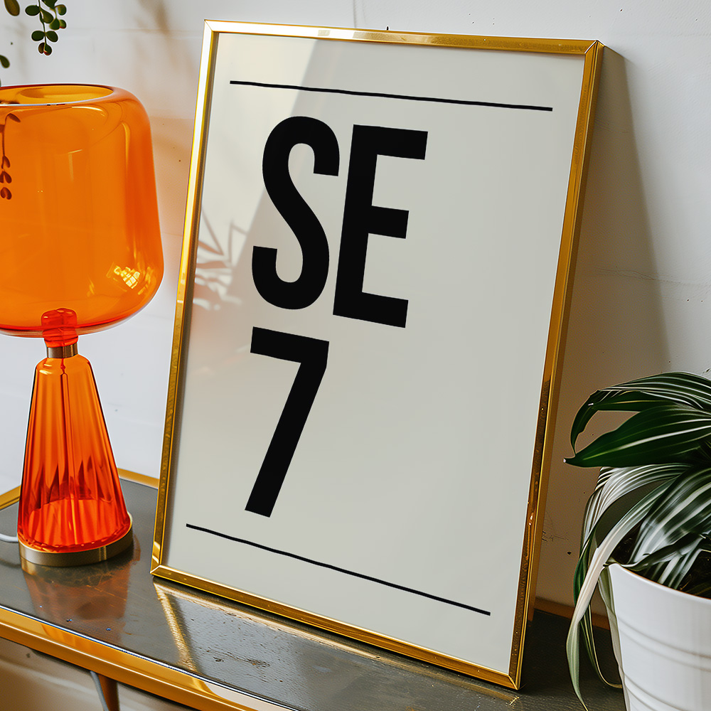 PERSONALISED POSTCODE CREAM BLACK POSTER