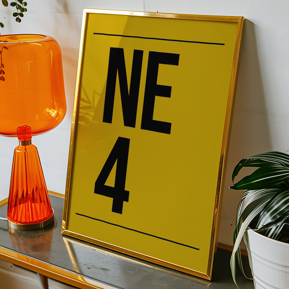 PERSONALISED POSTCODE GOLD BLACK POSTER