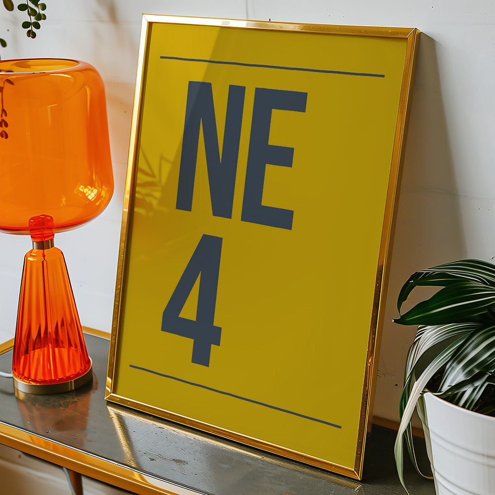 PERSONALISED POSTCODE GOLD NAVY POSTER