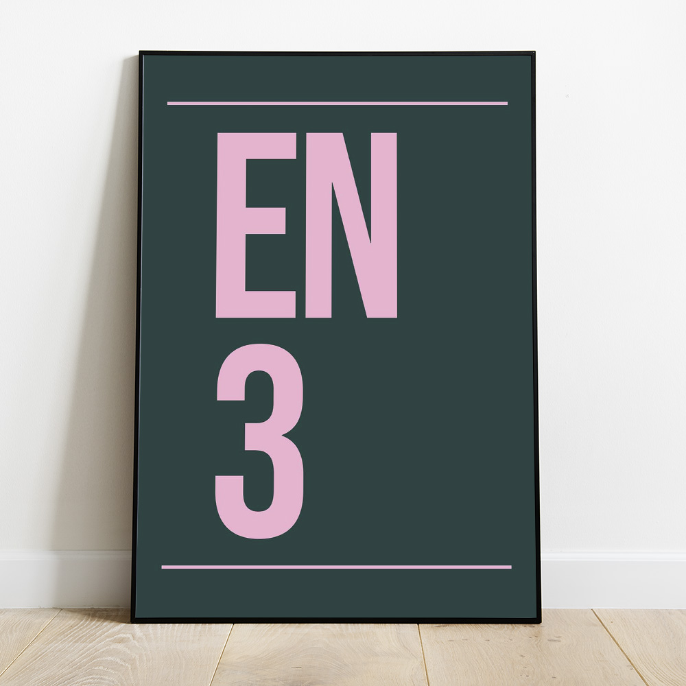 Alternative view of PERSONALISED POSTCODE GREEN PINK POSTER