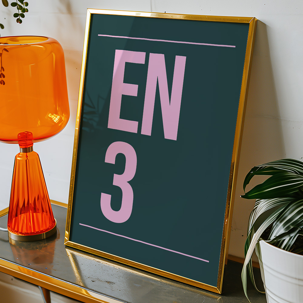PERSONALISED POSTCODE GREEN PINK POSTER