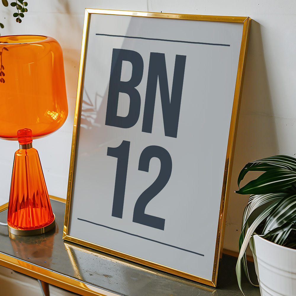 PERSONALISED POSTCODE GREY NAVY POSTER