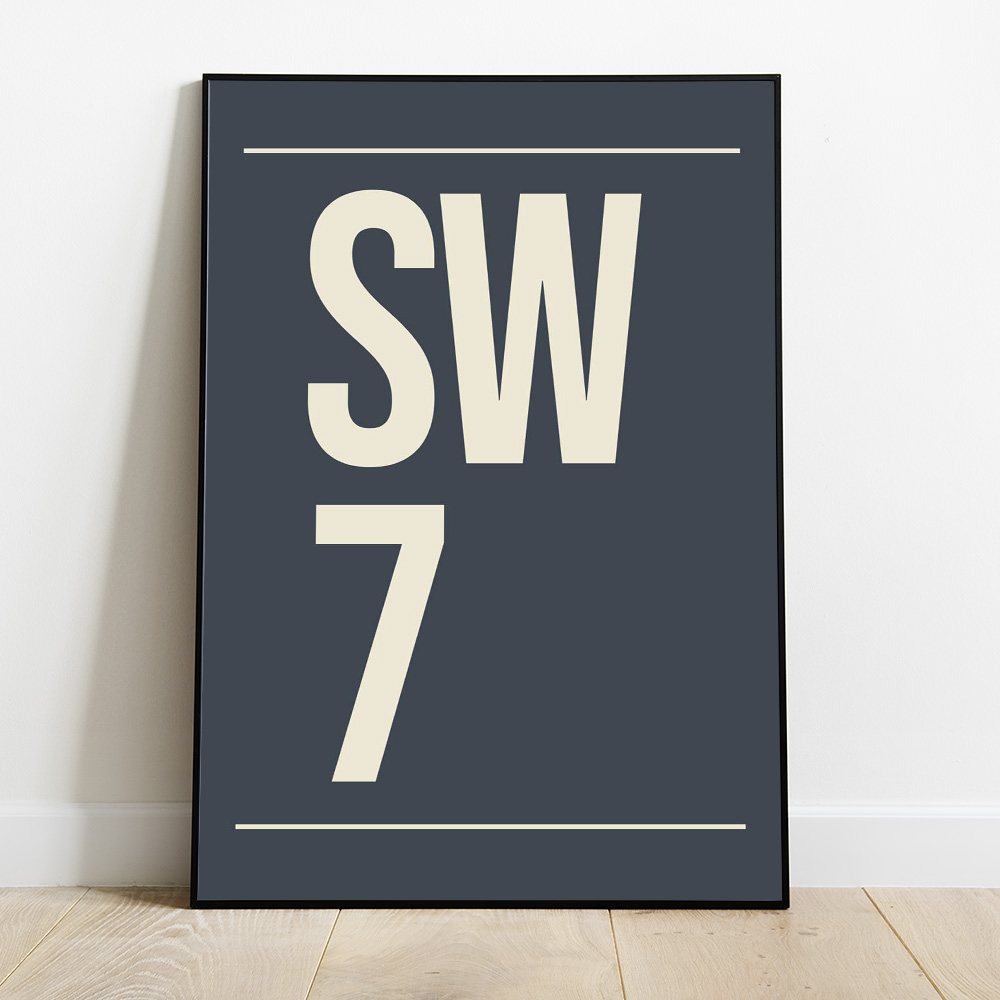 Alternative view of PERSONALISED POSTCODE NAVY CREAM POSTER