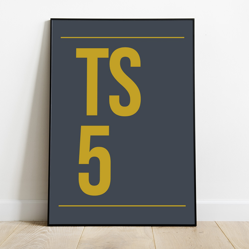 Alternative view of PERSONALISED POSTCODE NAVY GOLD POSTER