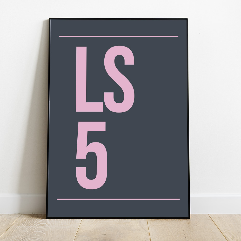Alternative view of PERSONALISED POSTCODE NAVY PINK POSTER