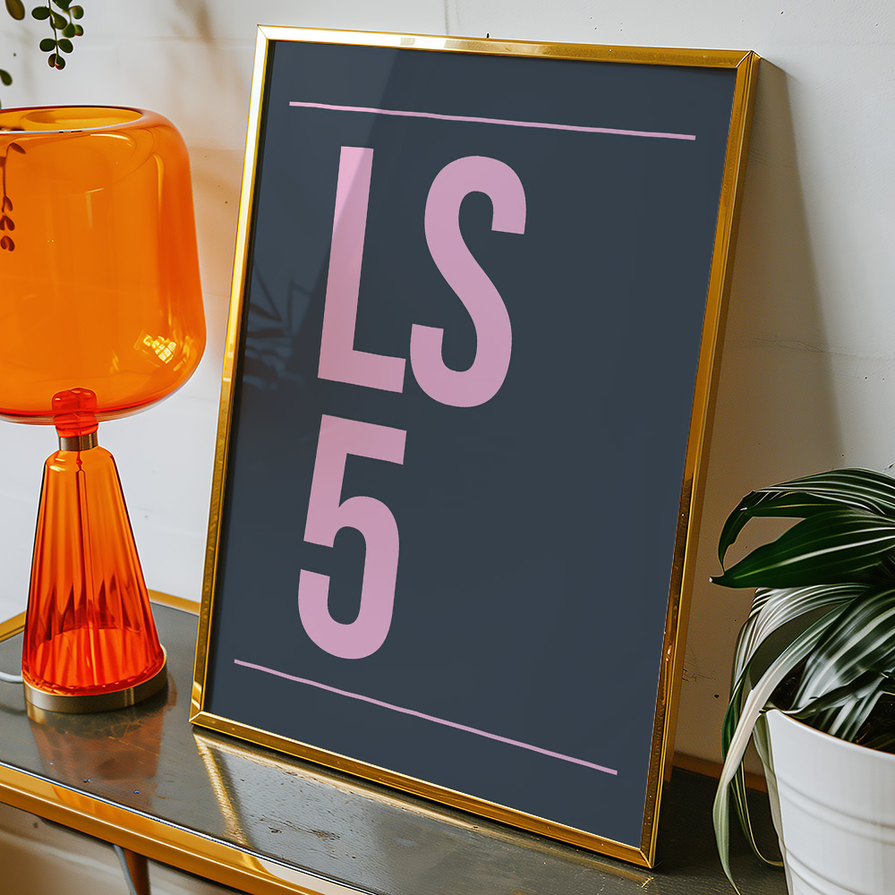 PERSONALISED POSTCODE NAVY PINK POSTER
