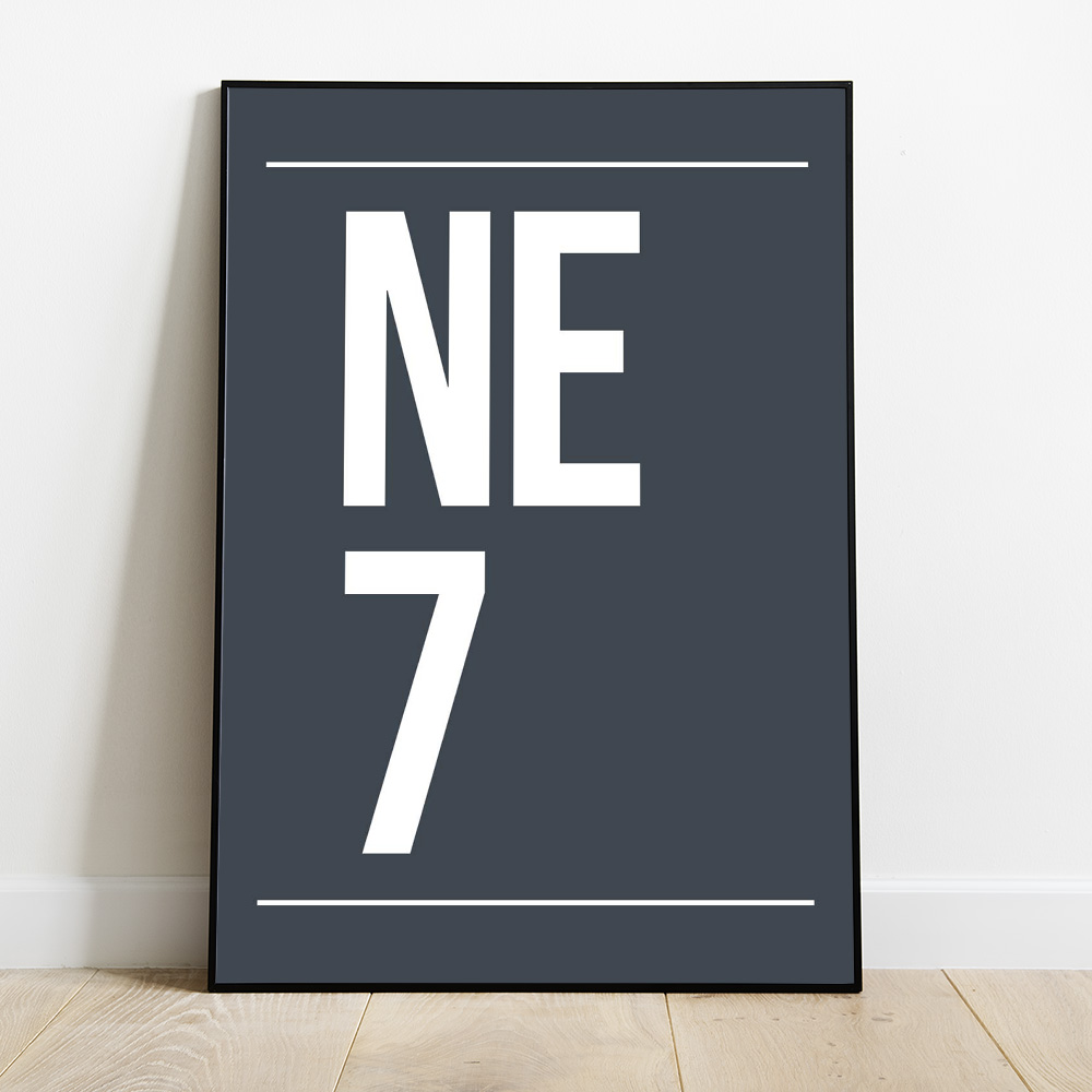Alternative view of PERSONALISED POSTCODE NAVY WHITE POSTER