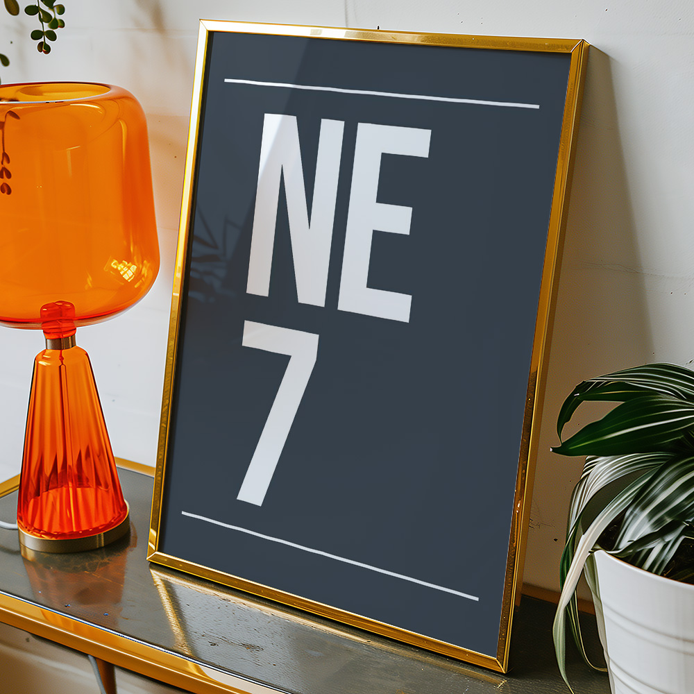 PERSONALISED POSTCODE NAVY WHITE POSTER
