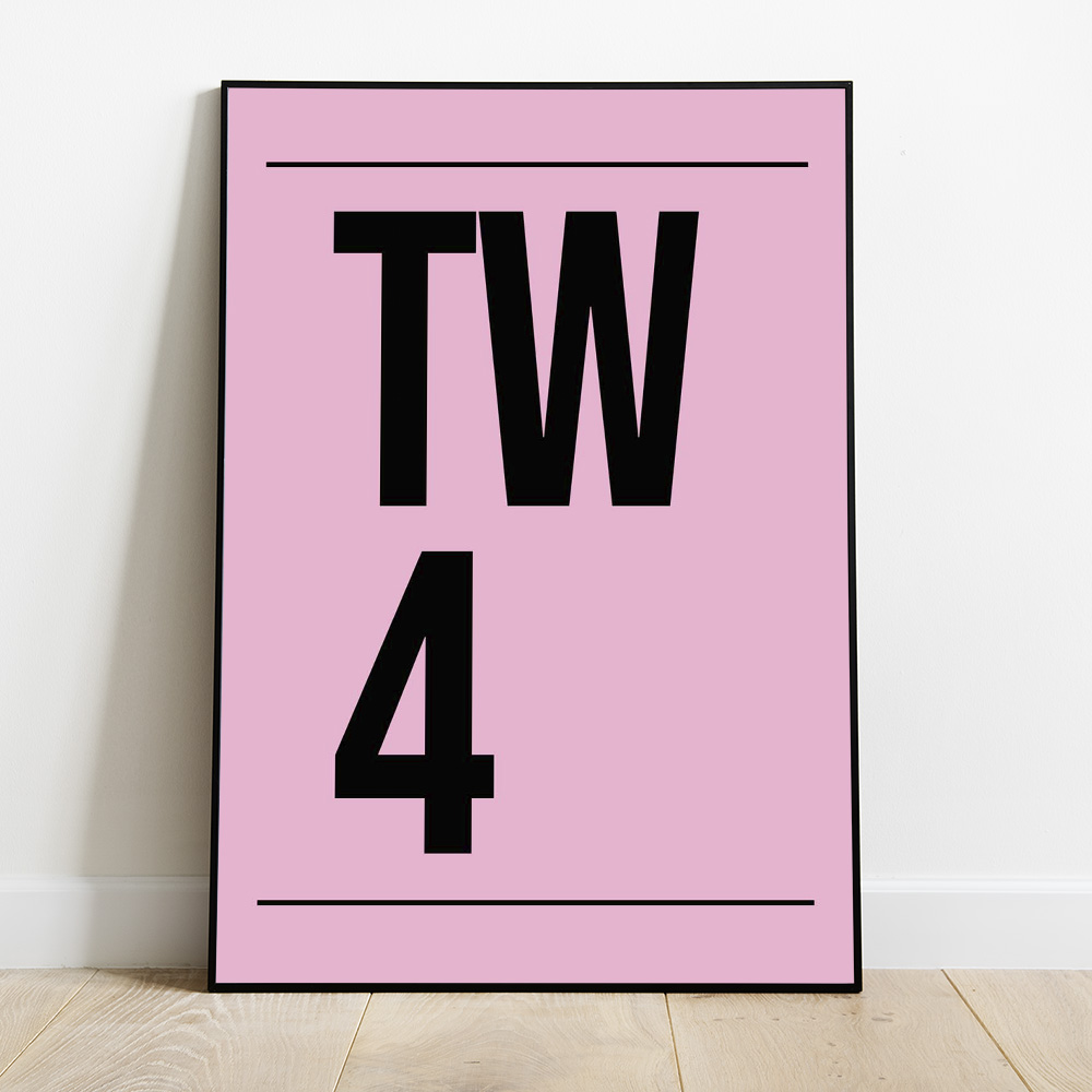 Alternative view of PERSONALISED POSTCODE PINK BLACK POSTER