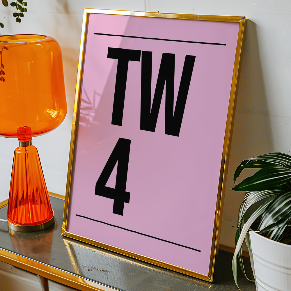 PERSONALISED POSTCODE PINK BLACK POSTER