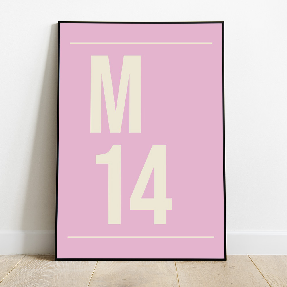 Alternative view of PERSONALISED POSTCODE PINK CREAM POSTER