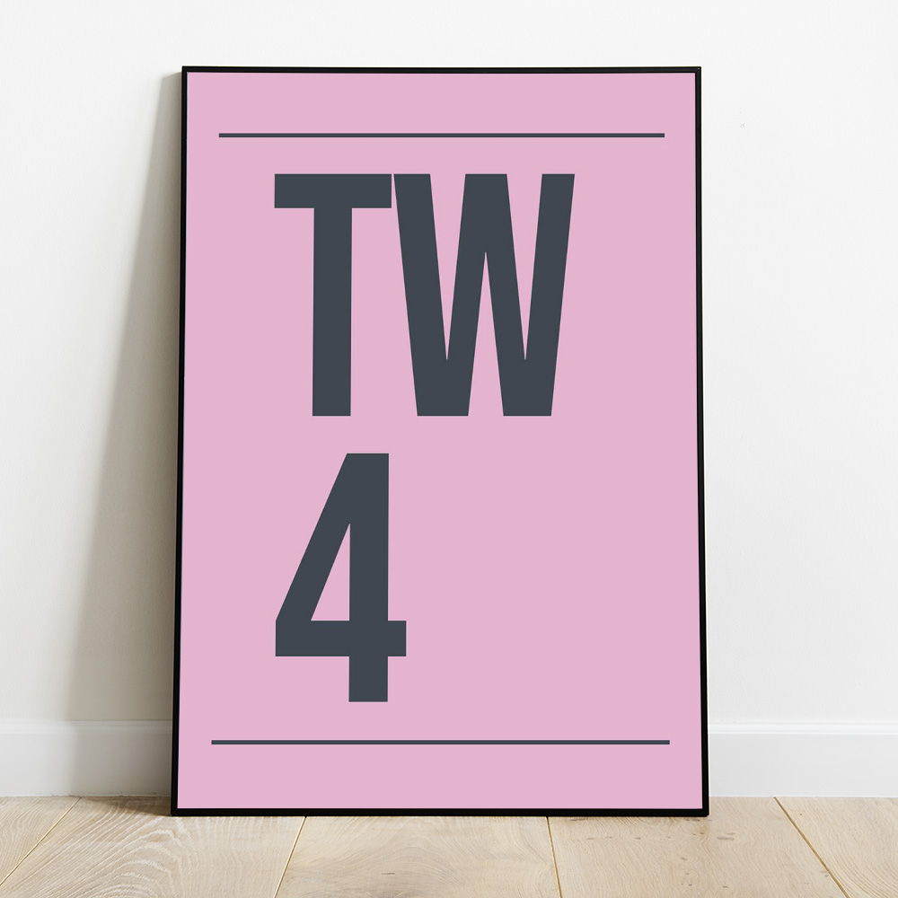 Alternative view of PERSONALISED POSTCODE PINK NAVY POSTER