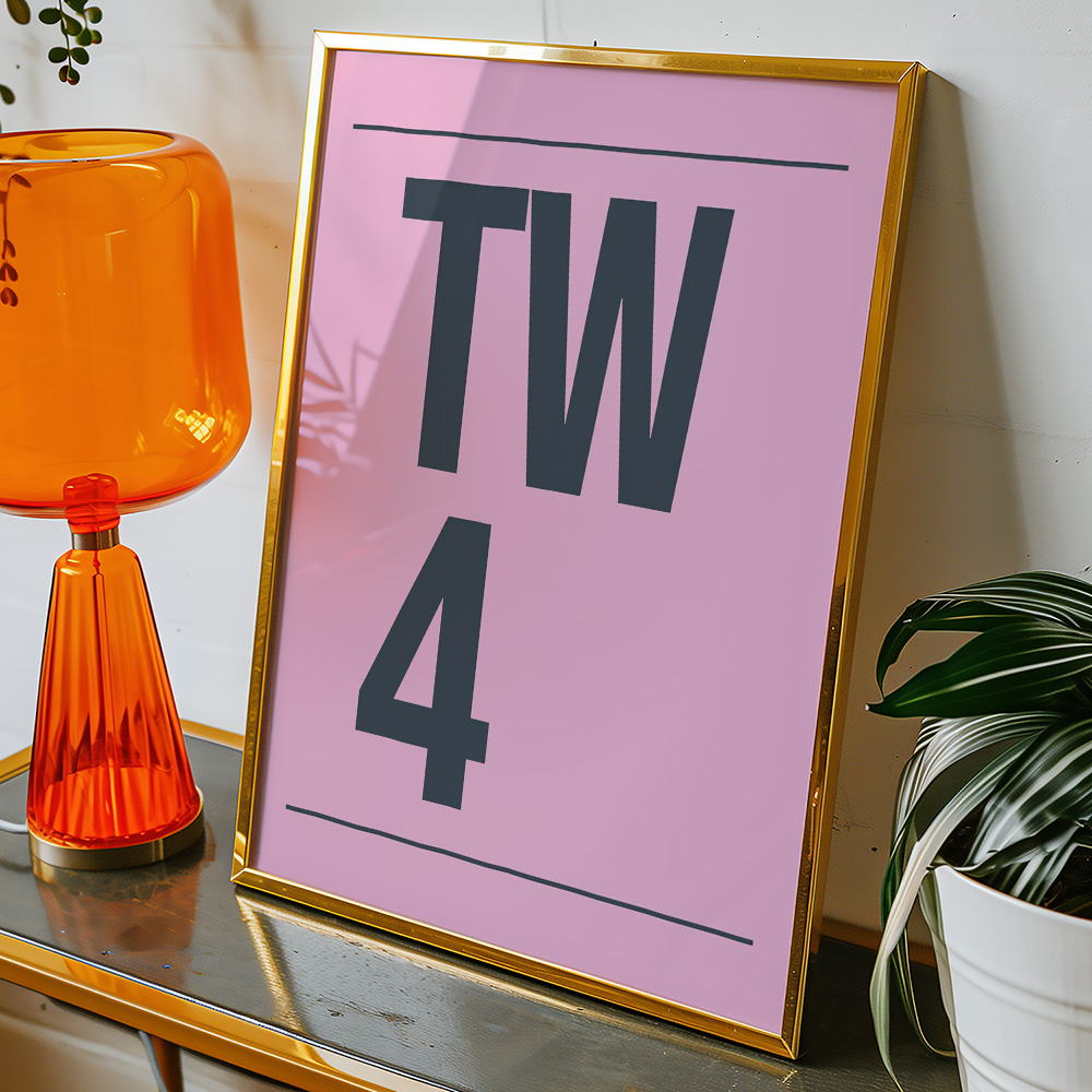 PERSONALISED POSTCODE PINK NAVY POSTER