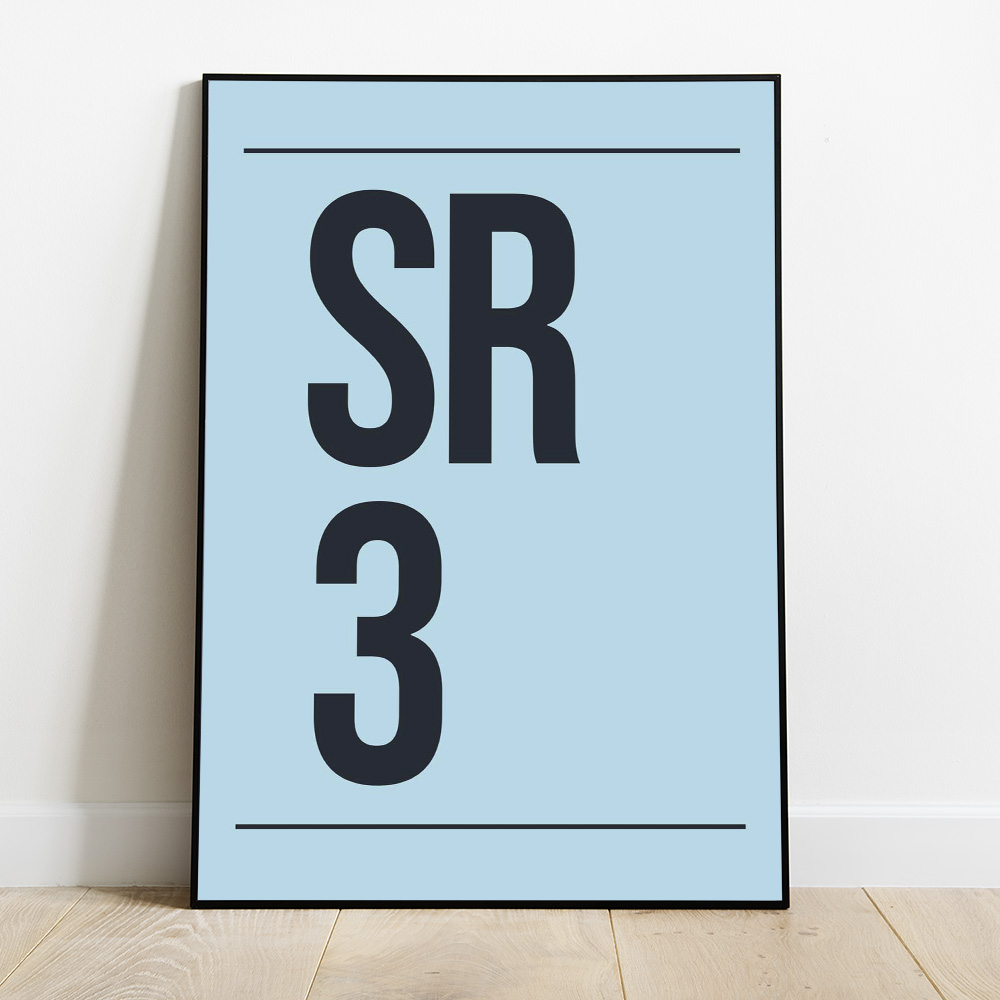 Alternative view of PERSONALISED POSTCODE SKY BLACK POSTER