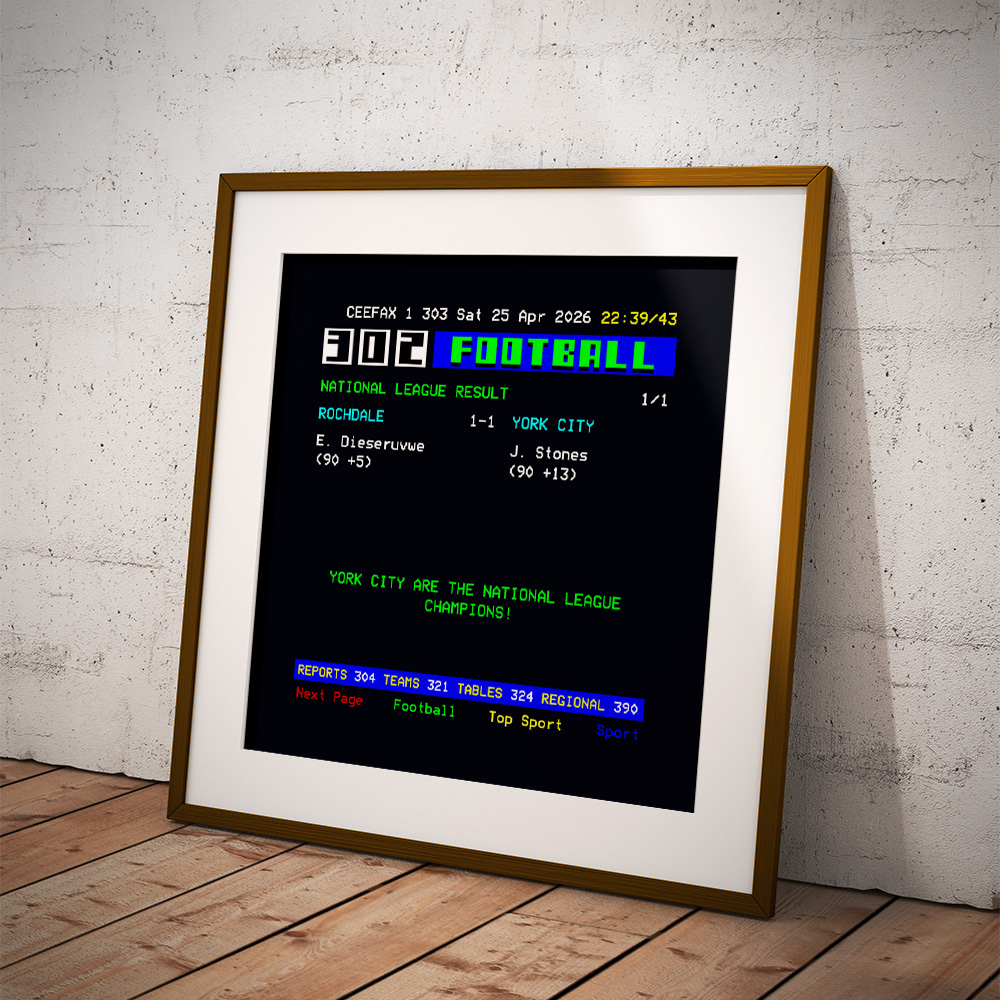 YORK CITY 2026 NATIONAL LEAGUE CHAMPIONS CEEFAX POSTER