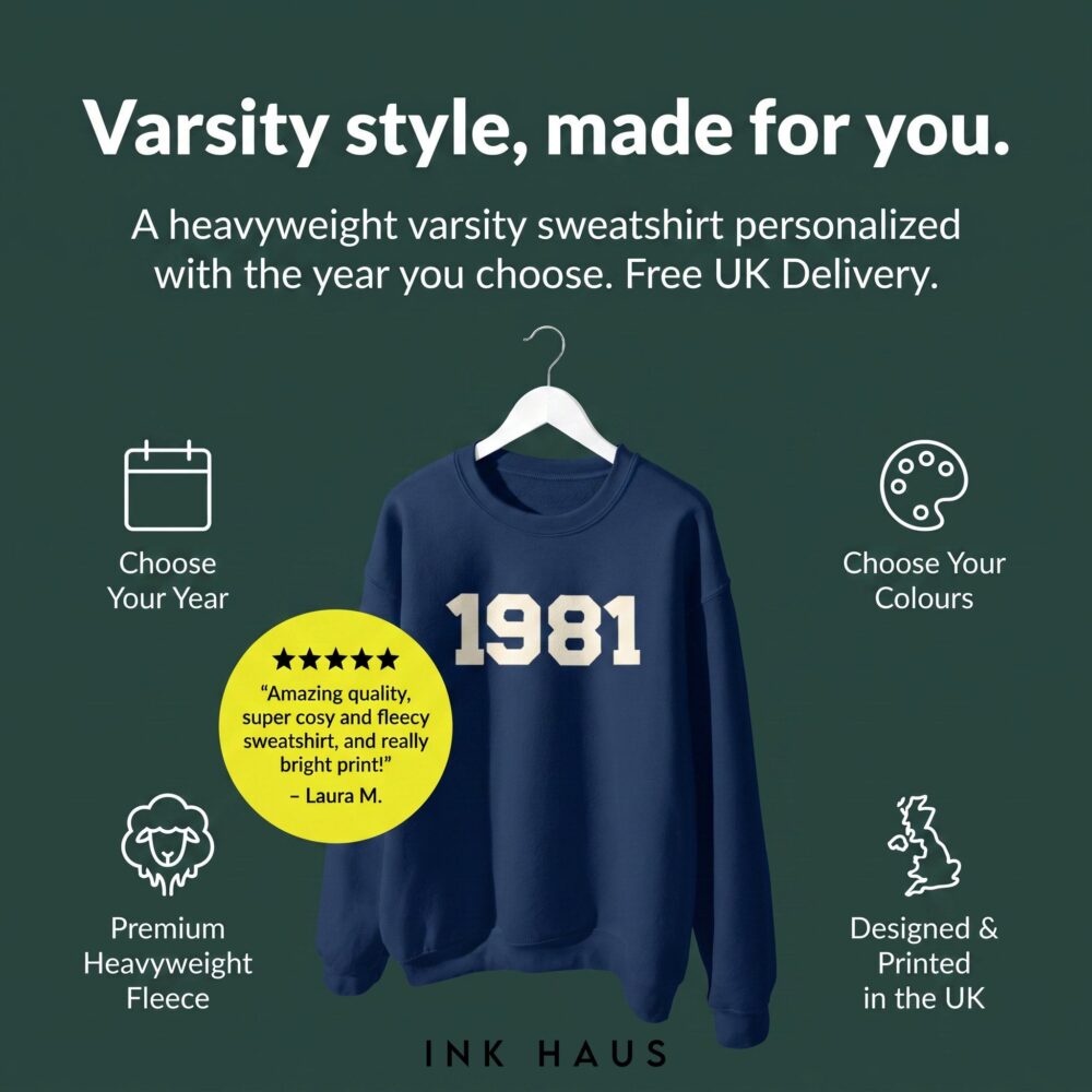 Alternative view of PERSONALISED YEAR VARSITY SWEATSHIRT