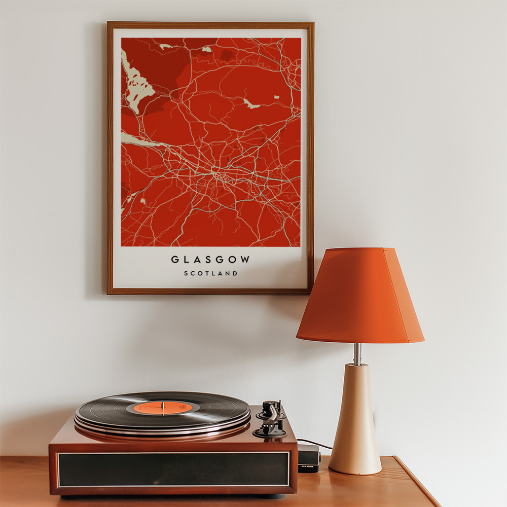 PERSONALISED MODERN RED CITY / TOWN MAP POSTER