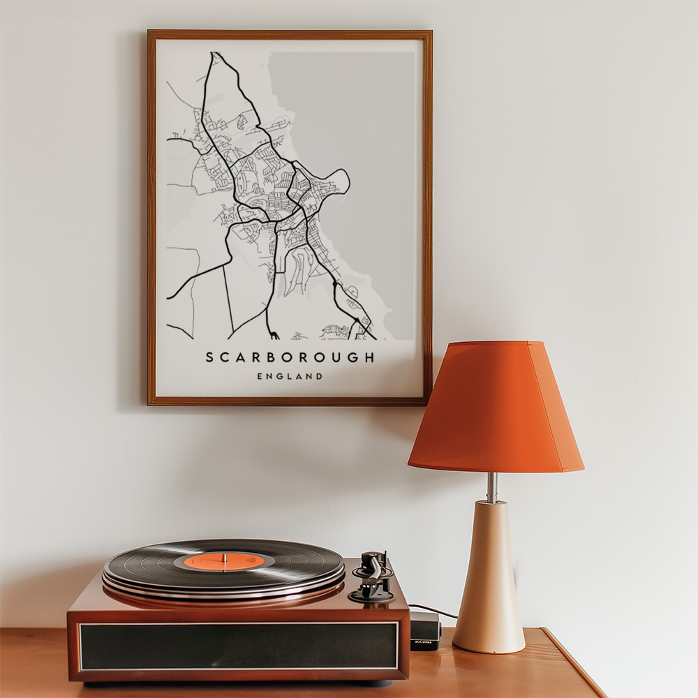 PERSONALISED WHITE MONOCHROME CITY / TOWN MAP POSTER