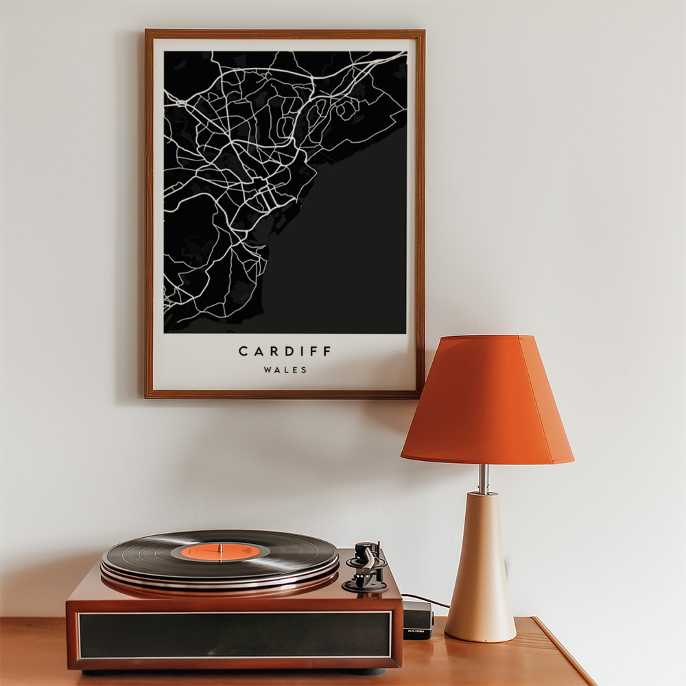 PERSONALISED BLACK MONOCHROME CITY / TOWN MAP POSTER