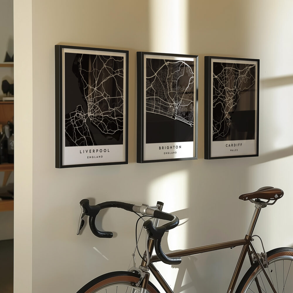 Alternative view of PERSONALISED BLACK MONOCHROME CITY / TOWN MAP POSTER
