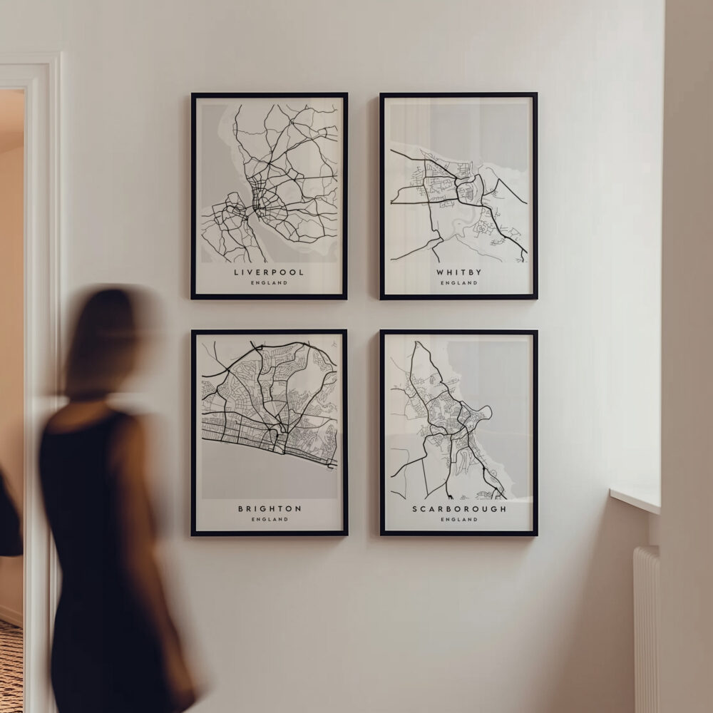 Alternative view of PERSONALISED WHITE MONOCHROME CITY / TOWN MAP POSTER