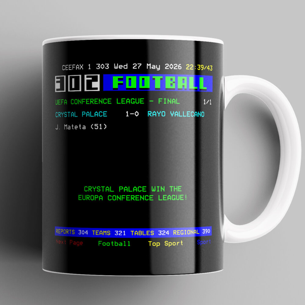 CRYSTAL PALACE 2026 EUROPA CONFERENCE CEEFAX MUG