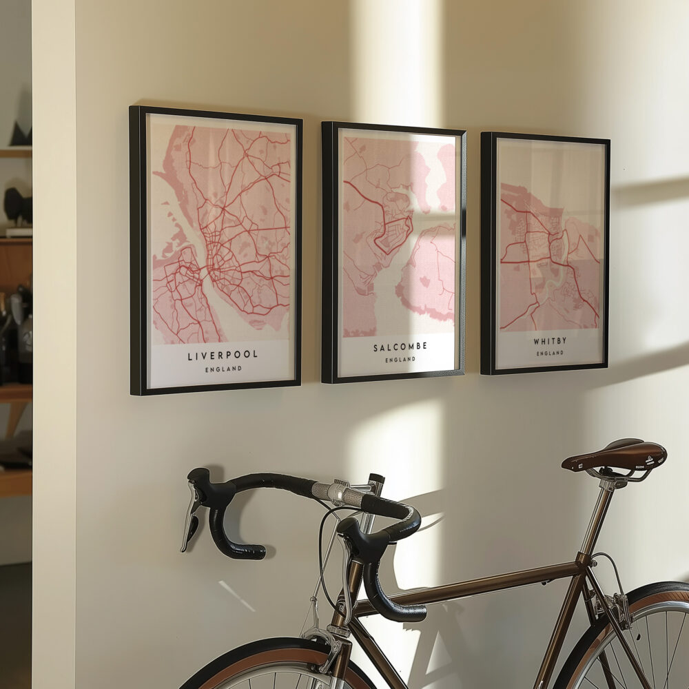 Alternative view of PERSONALISED ROMANTIC RED CITY / TOWN MAP POSTER