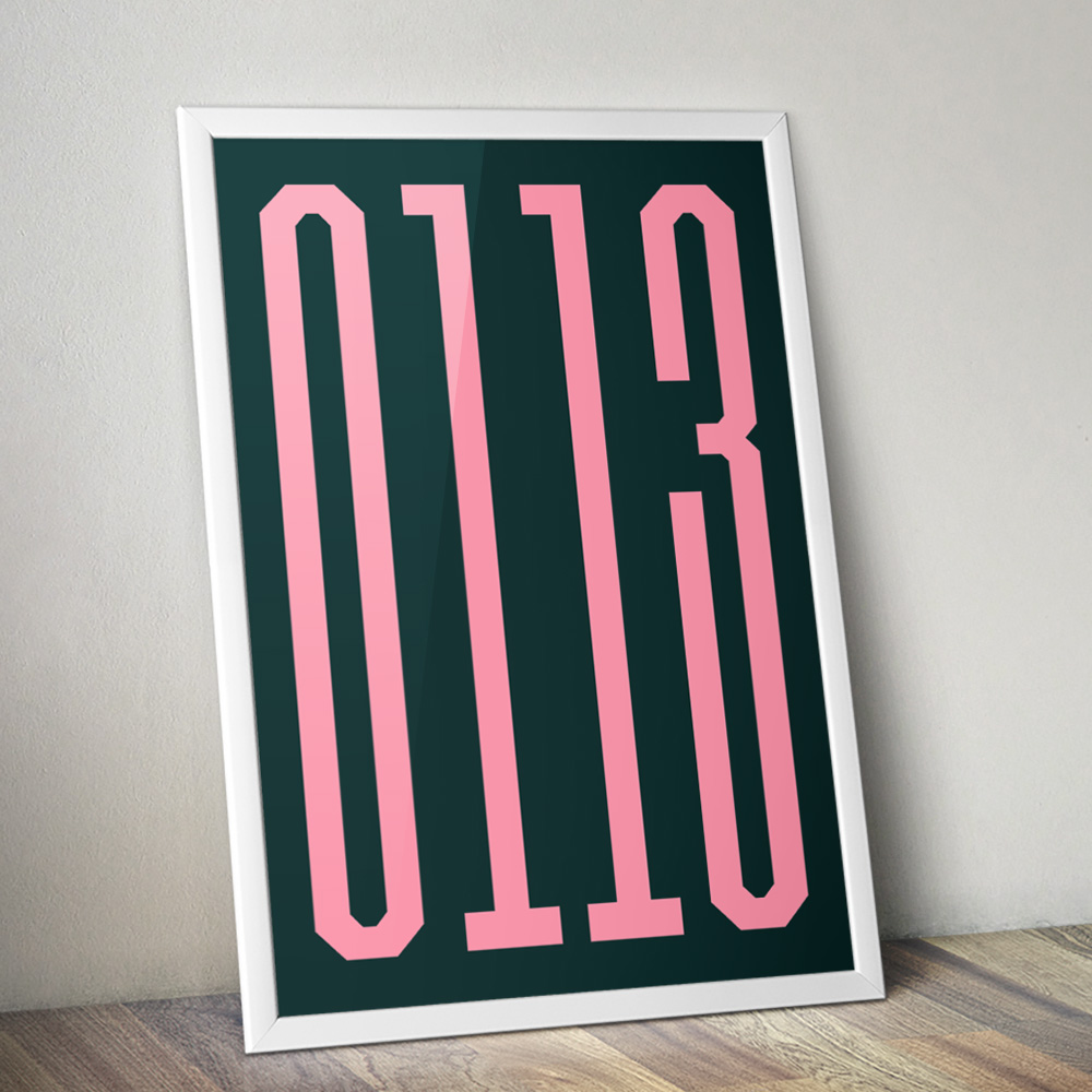 Alternative view of PERSONALISED DIALLING CODE TALL FONT POSTER